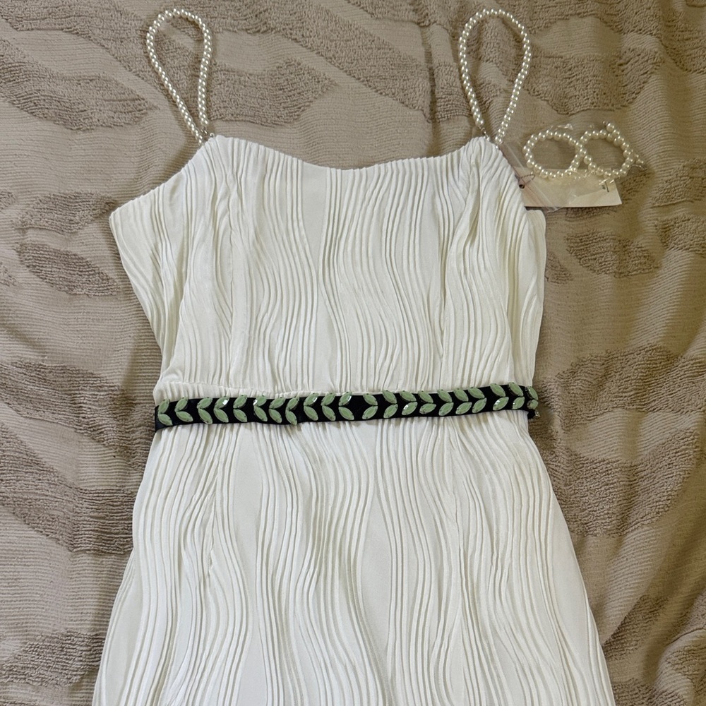 J. Crew Black Silk Tie Belt or Headband with Green Accents - Picture 5 of 5